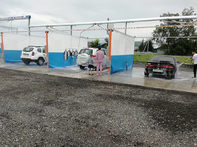 Открытая мойка на несколько постов
